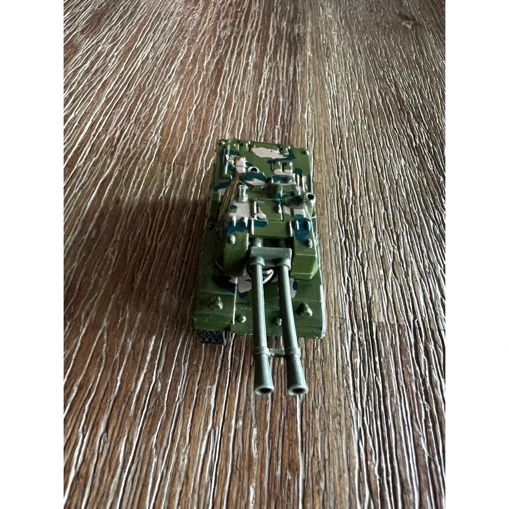 Vintage Diecast Military Tank Dual Barrel Turret Camouflage Model 1505 Green 3in